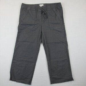 Loft Outlet Women's Lounge Pants Size M Gray Fringed Hem Drawstring Wide Leg Pul